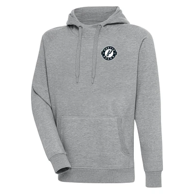 Men's Antigua Heather Gray Austin Spurs Victory Pullover Hoodie