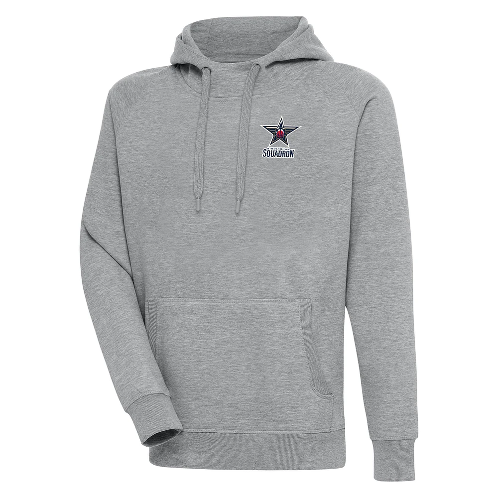 Men's Antigua Heather Gray Birmingham Squadron Victory Pullover Hoodie