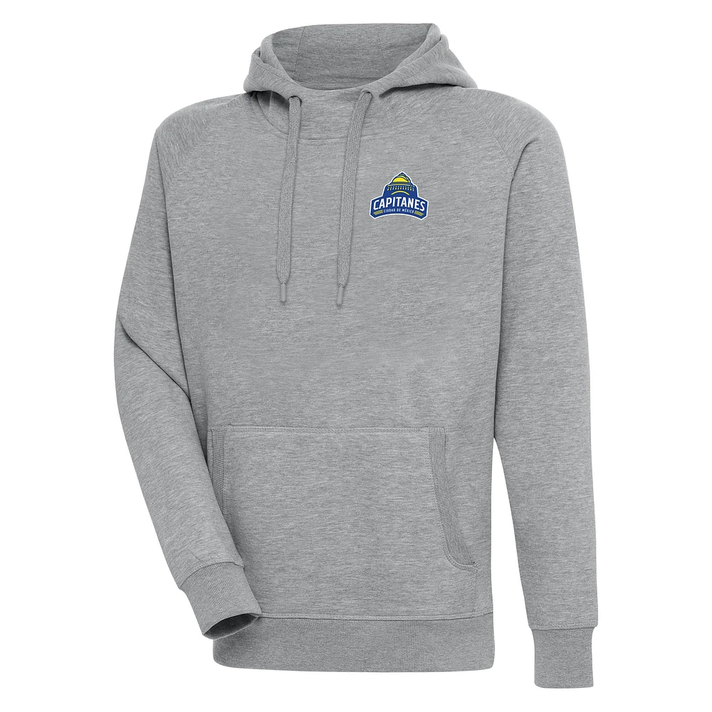Men's Antigua Heather Gray Capitanes de Ciudad Mexico Victory Pullover Hoodie