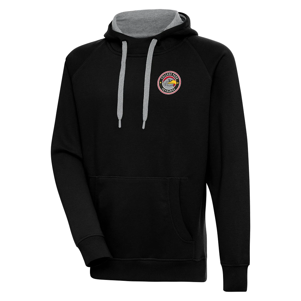 Men's Antigua Black College Park Skyhawks Victory Pullover Hoodie