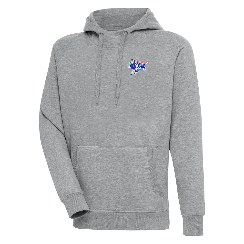 Men's Antigua Heather Gray Delaware Blue Coats Victory Pullover Hoodie