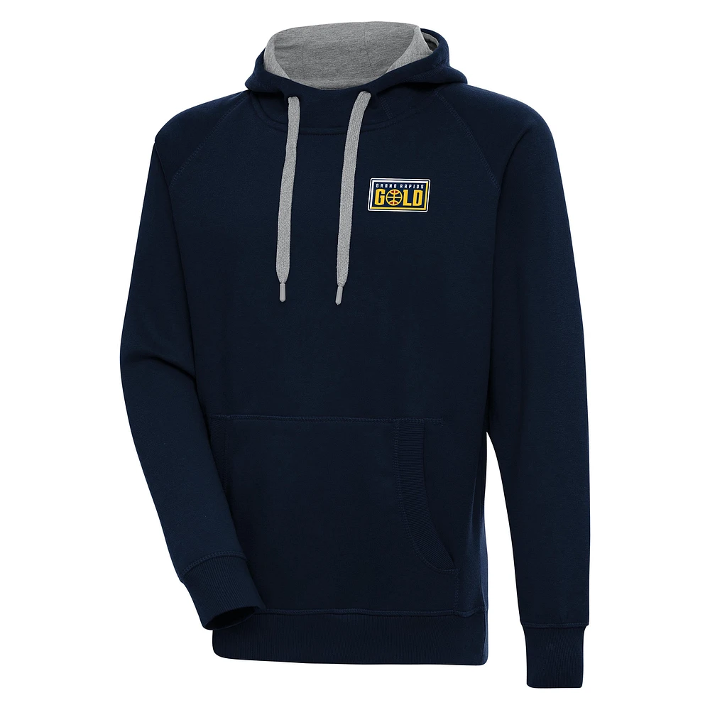 Men's Antigua Navy Grand Rapids Gold Victory Pullover Hoodie