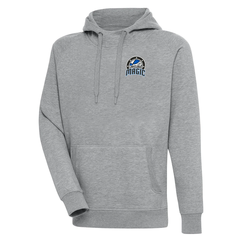 Men's Antigua Heather Gray Lakeland Magic Victory Pullover Hoodie