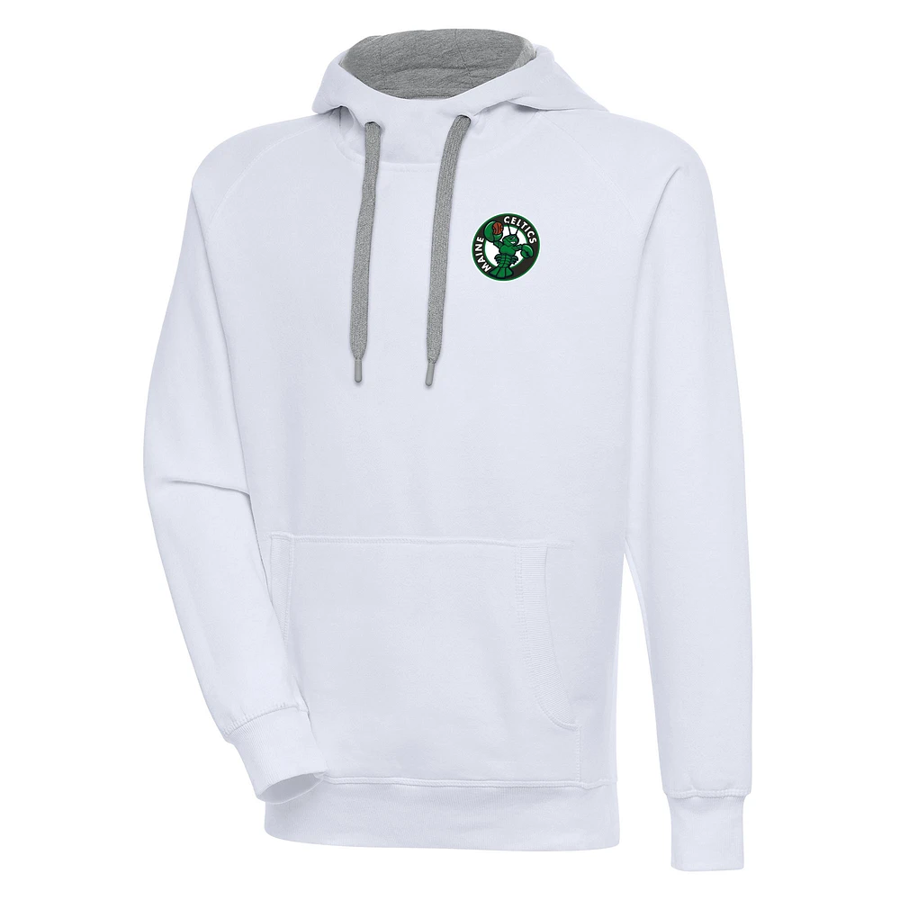 Men's Antigua White Maine Celtics Victory Pullover Hoodie