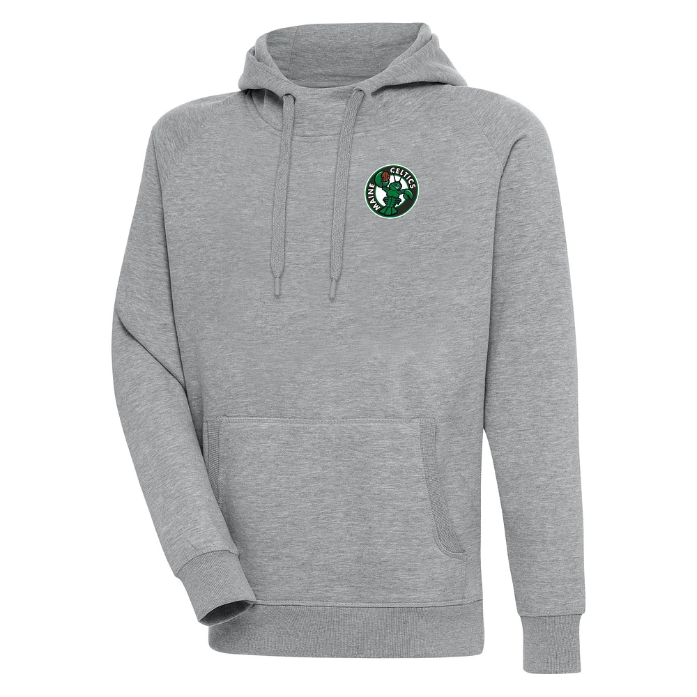 Men's Antigua Heather Gray Maine Celtics Victory Pullover Hoodie