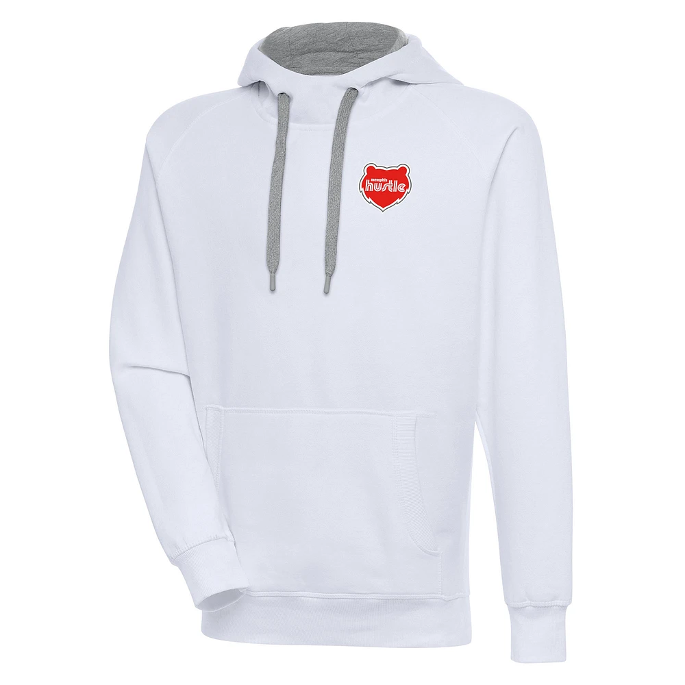 Men's Antigua White Memphis Hustle Victory Pullover Hoodie