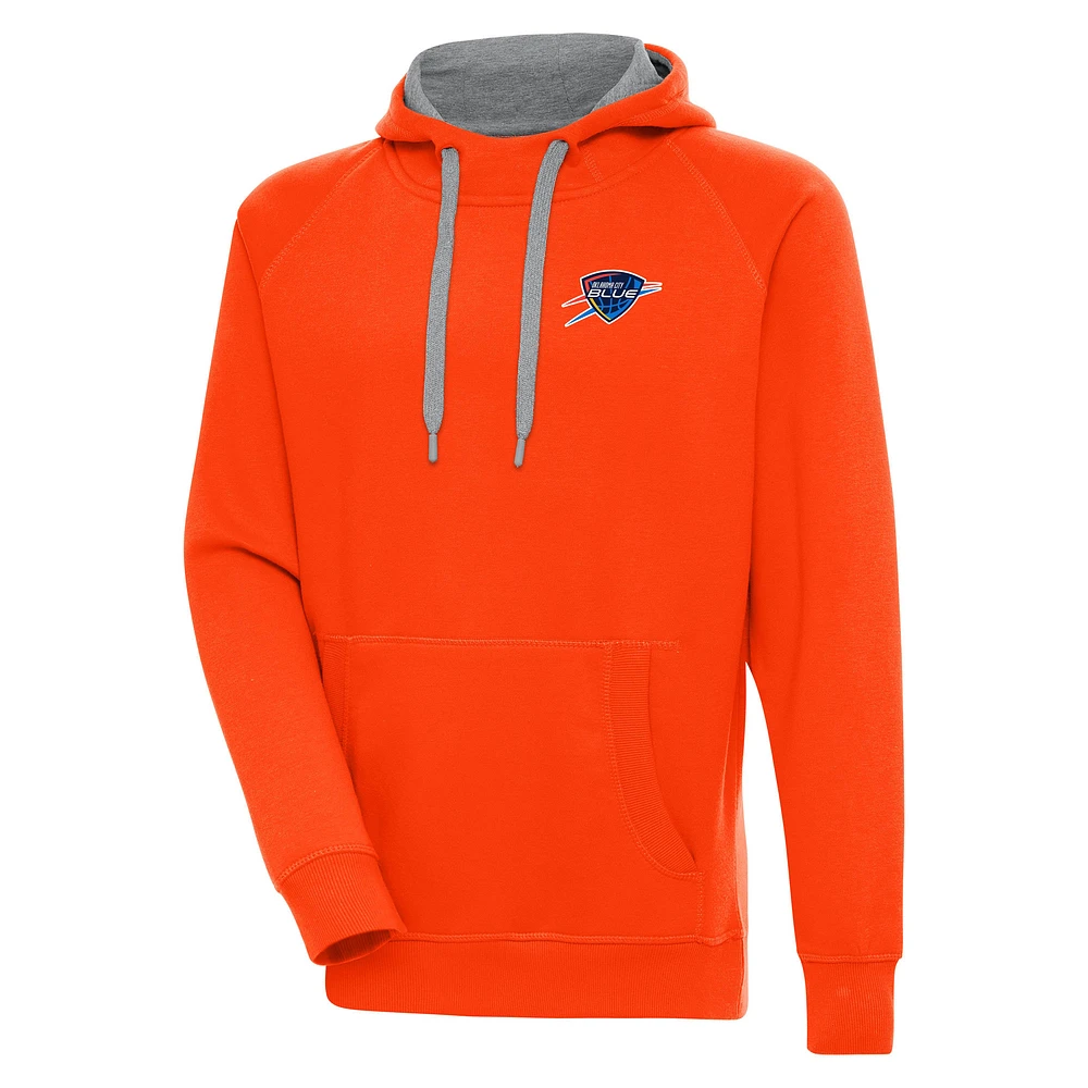 Men's Antigua Orange Oklahoma City Blue Victory Pullover Hoodie