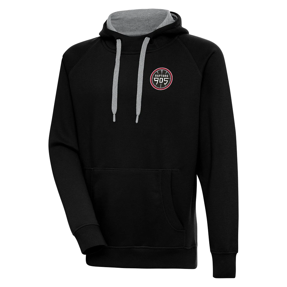Men's Antigua Black Raptors 905 Victory Pullover Hoodie