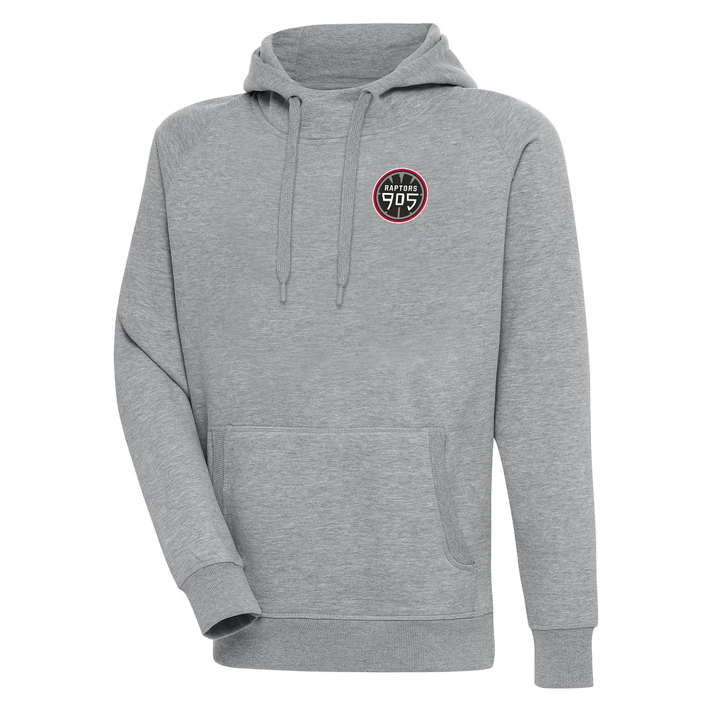 Men's Antigua Heather Gray Raptors 905 Victory Pullover Hoodie