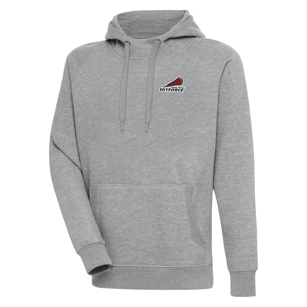 Men's Antigua Heather Gray Sioux Falls Skyforce Victory Pullover Hoodie