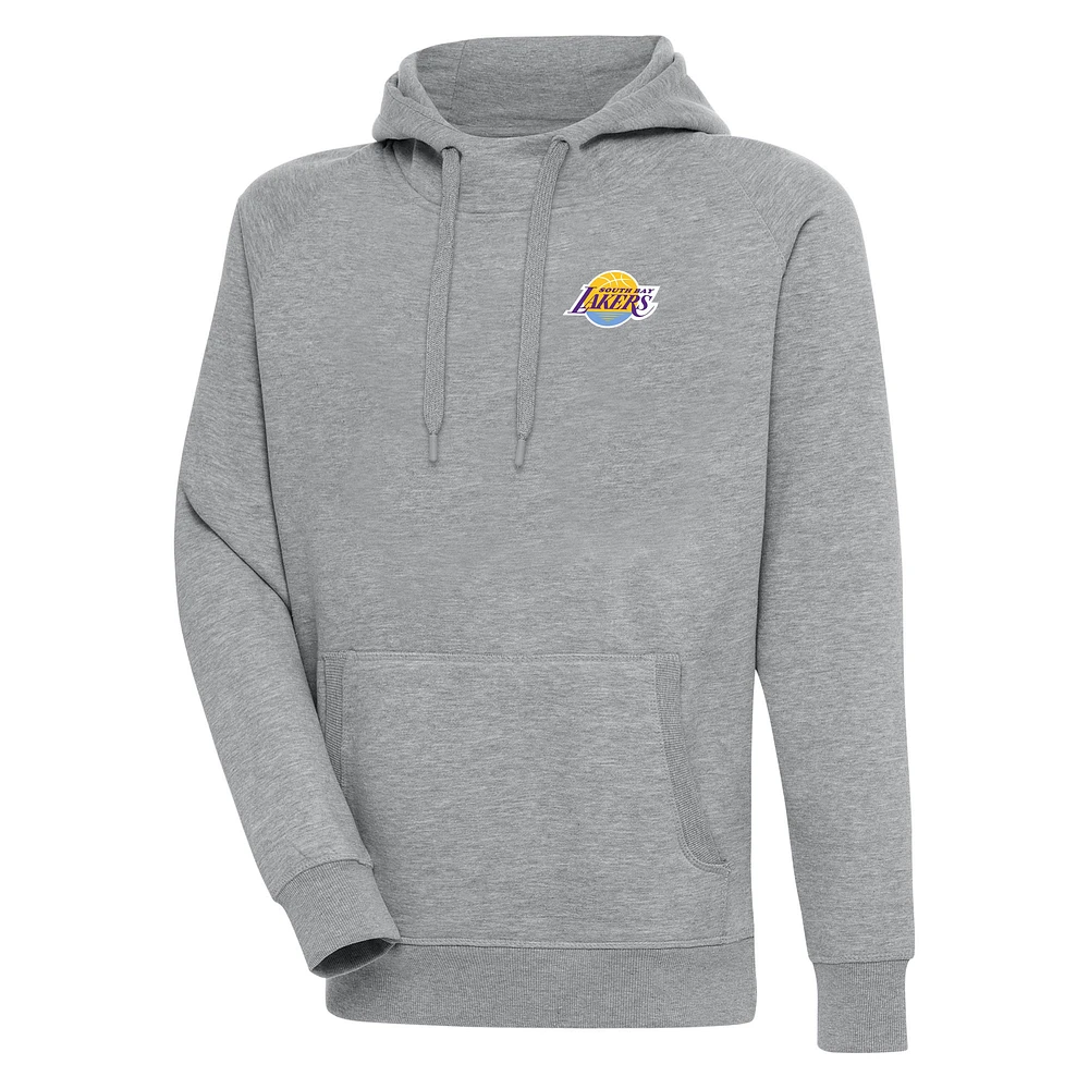 Men's Antigua Heather Gray South Bay Lakers Victory Pullover Hoodie