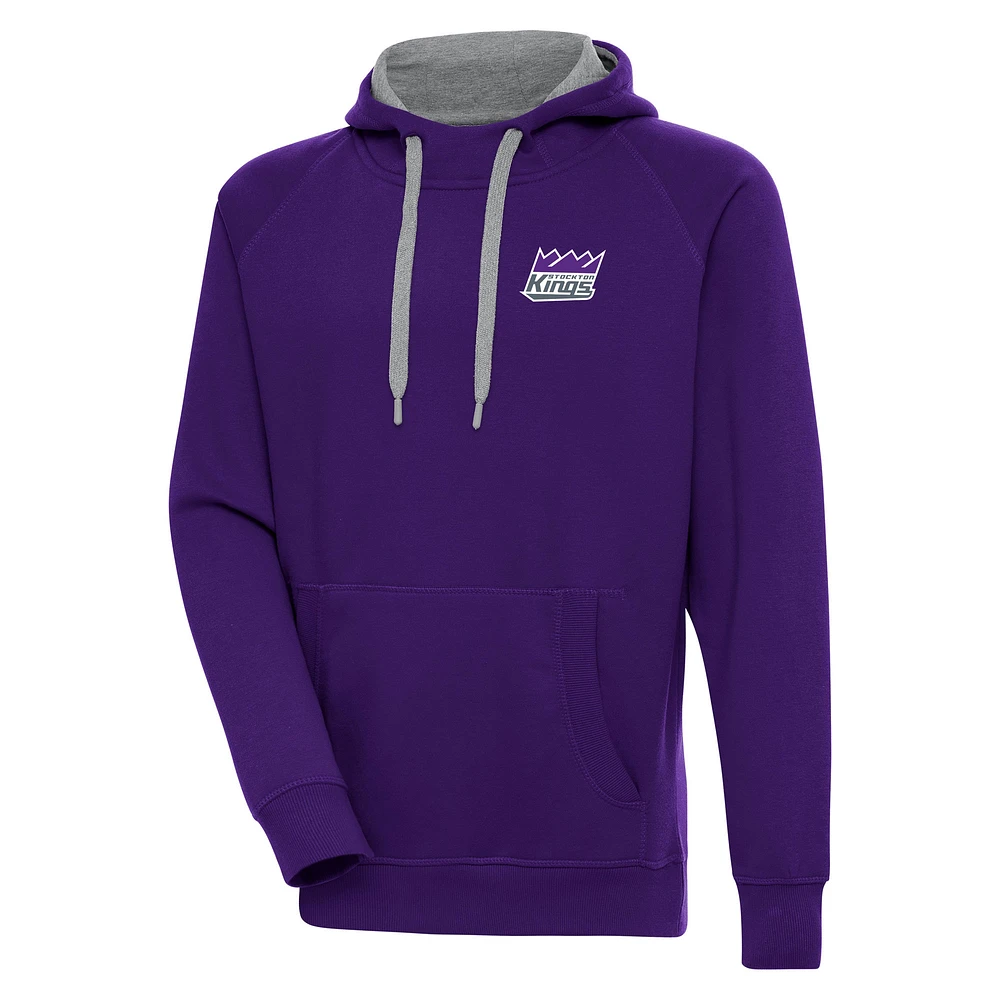 Men's Antigua Purple Stockton Kings Victory Pullover Hoodie