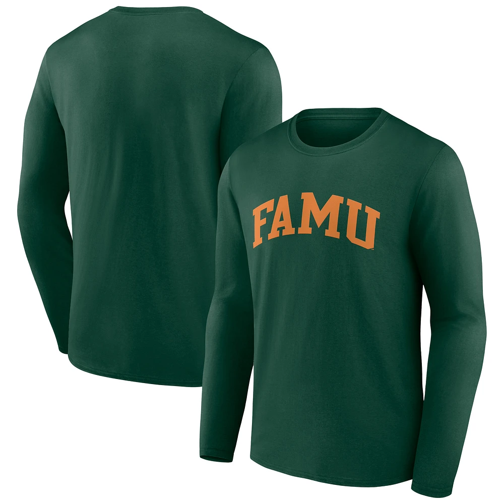 Men's Green Florida A&M Rattlers Basic Arch Long Sleeve T-Shirt