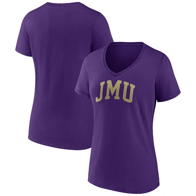 Women's Purple James Madison Dukes Basic Arch V-Neck T-Shirt