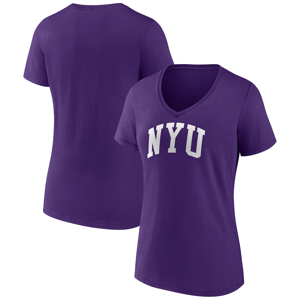 Women's Purple NYU Violets Basic Arch V-Neck T-Shirt