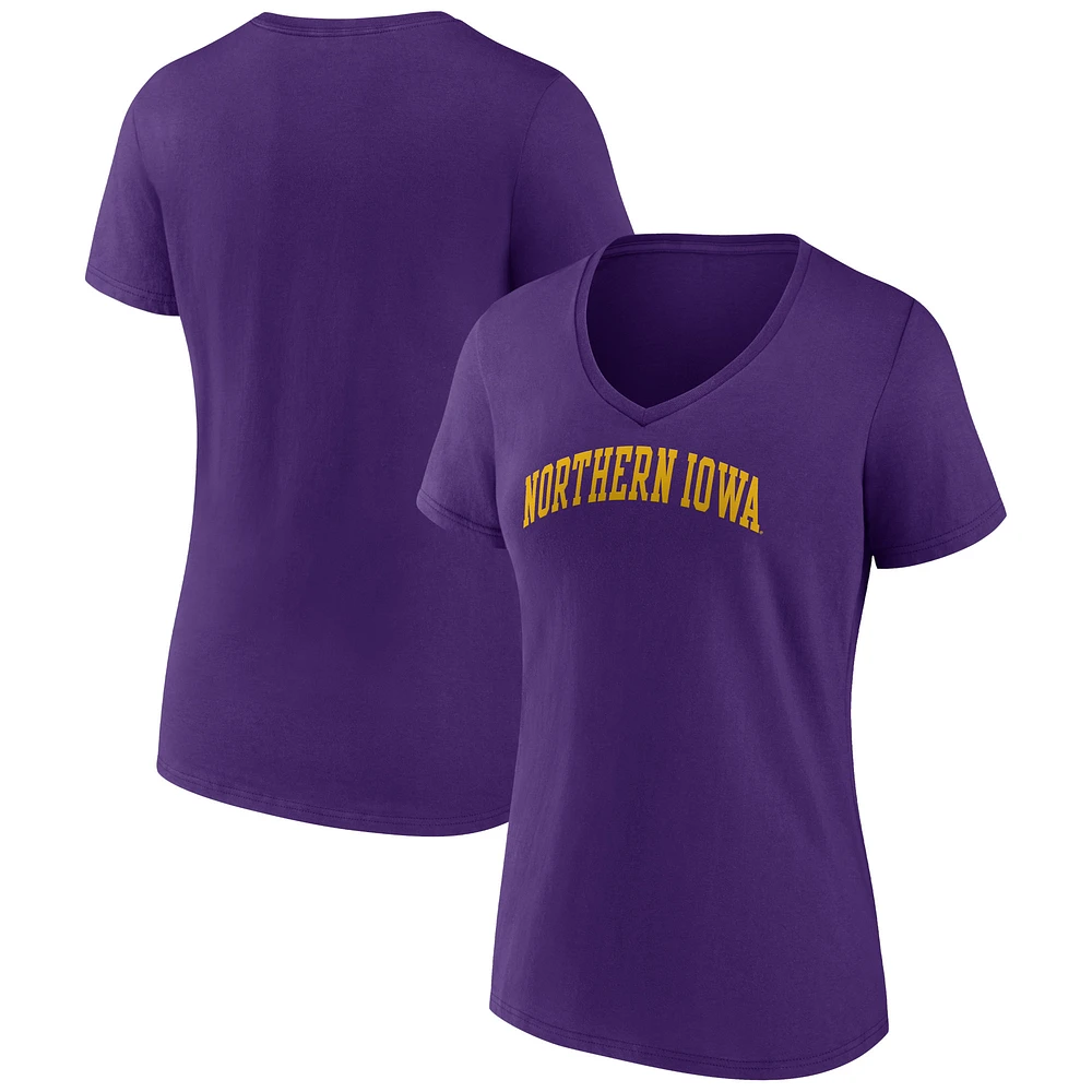 Women's Purple Northern Iowa Panthers Basic Arch V-Neck T-Shirt