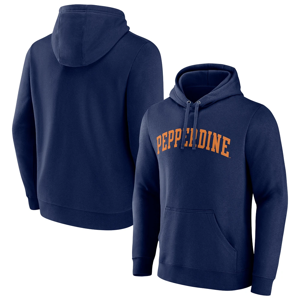 Men's Navy Pepperdine Waves Basic Arch Pullover Hoodie