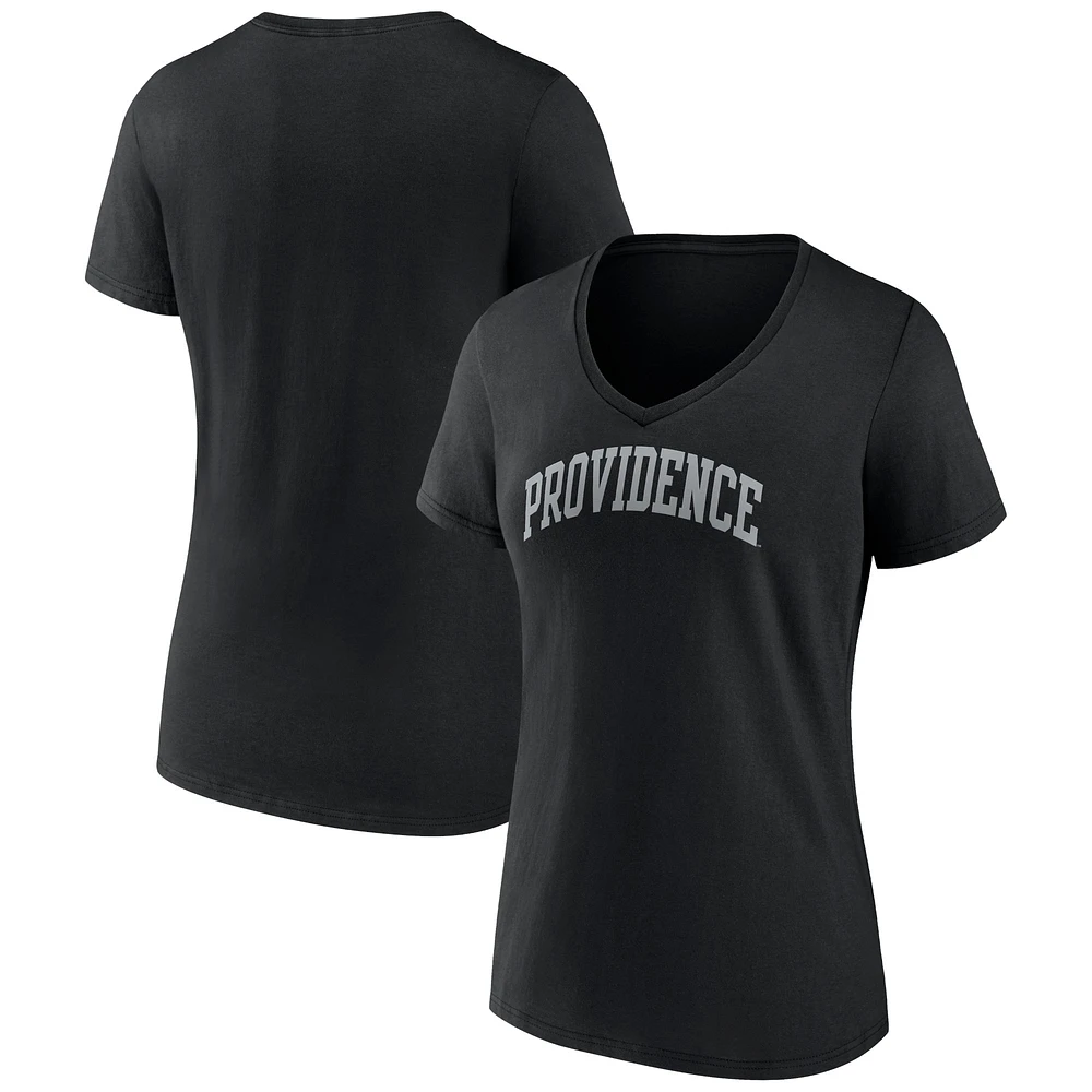 Women's Black Providence Friars Basic Arch V-Neck T-Shirt