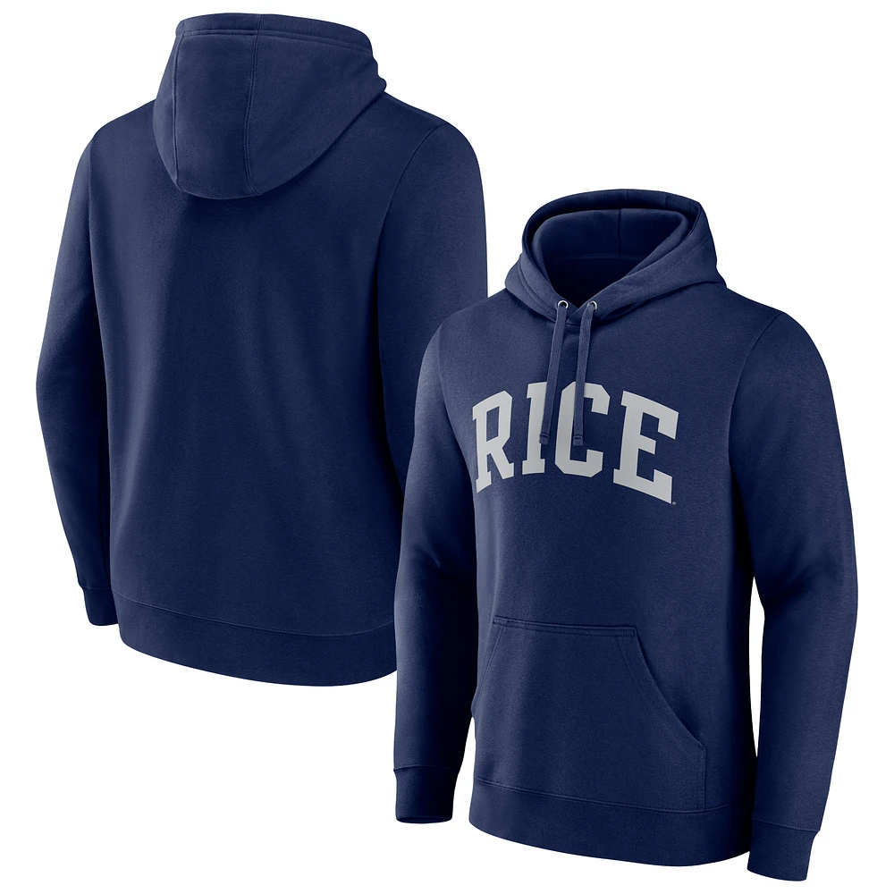 Men's Navy Rice Owls Basic Arch Pullover Hoodie