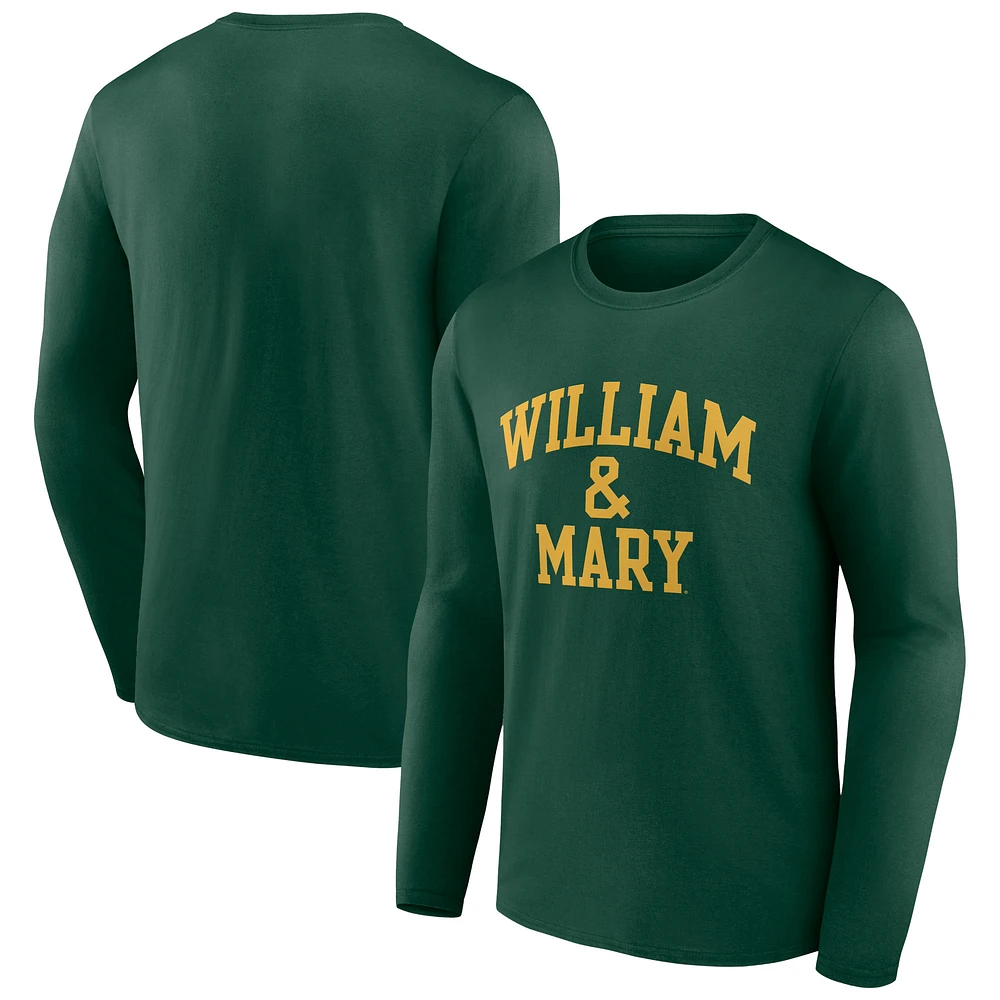 Men's Green William & Mary Tribe Basic Arch Long Sleeve T-Shirt