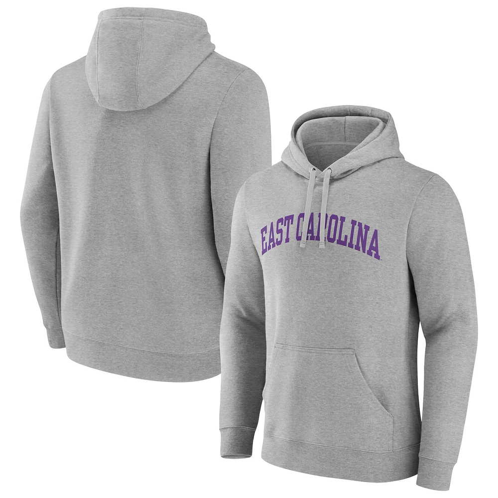 Men's Gray ECU Pirates Basic Arch Pullover Hoodie