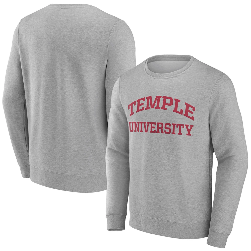 Men's Gray Temple Owls Basic Arch Sweatshirt