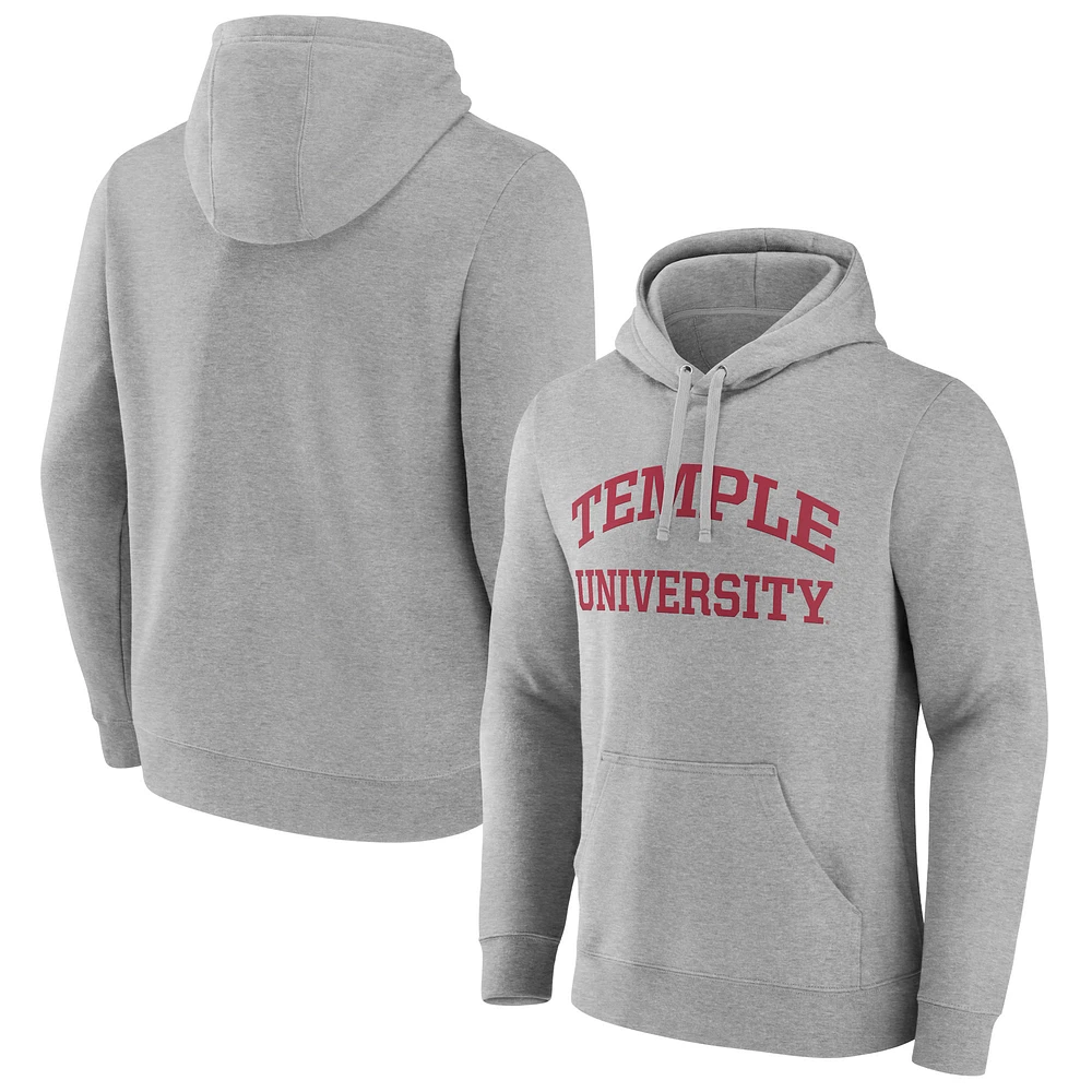 Men's Gray Temple Owls Basic Arch Pullover Hoodie