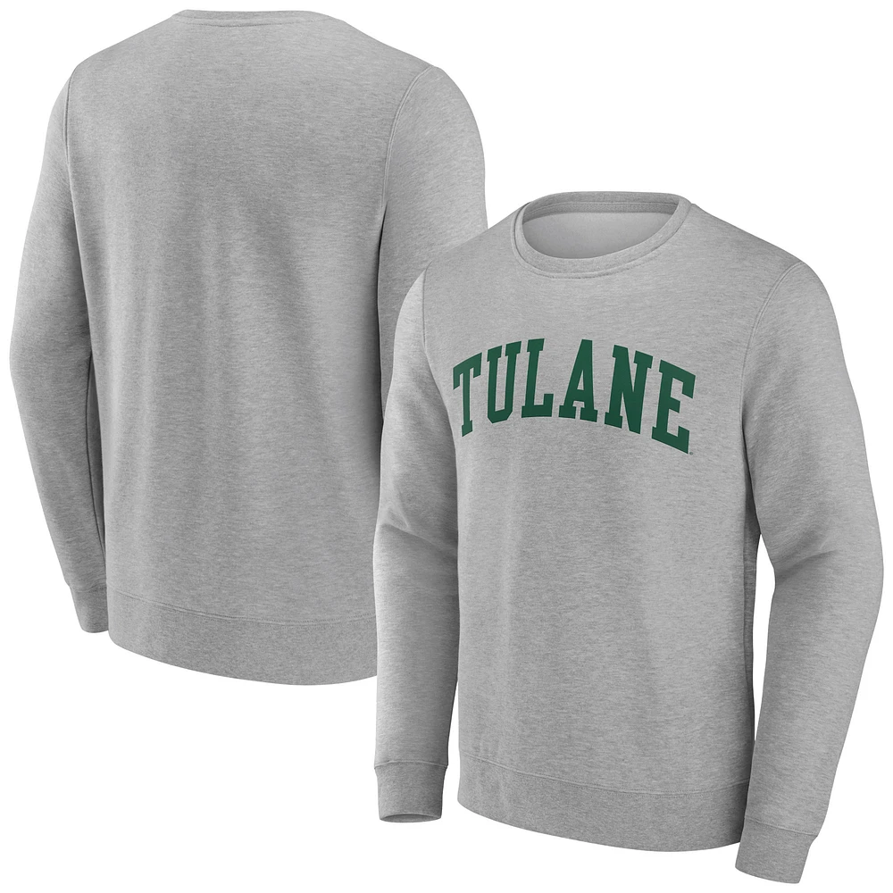 Men's Gray Tulane Green Wave Basic Arch Sweatshirt