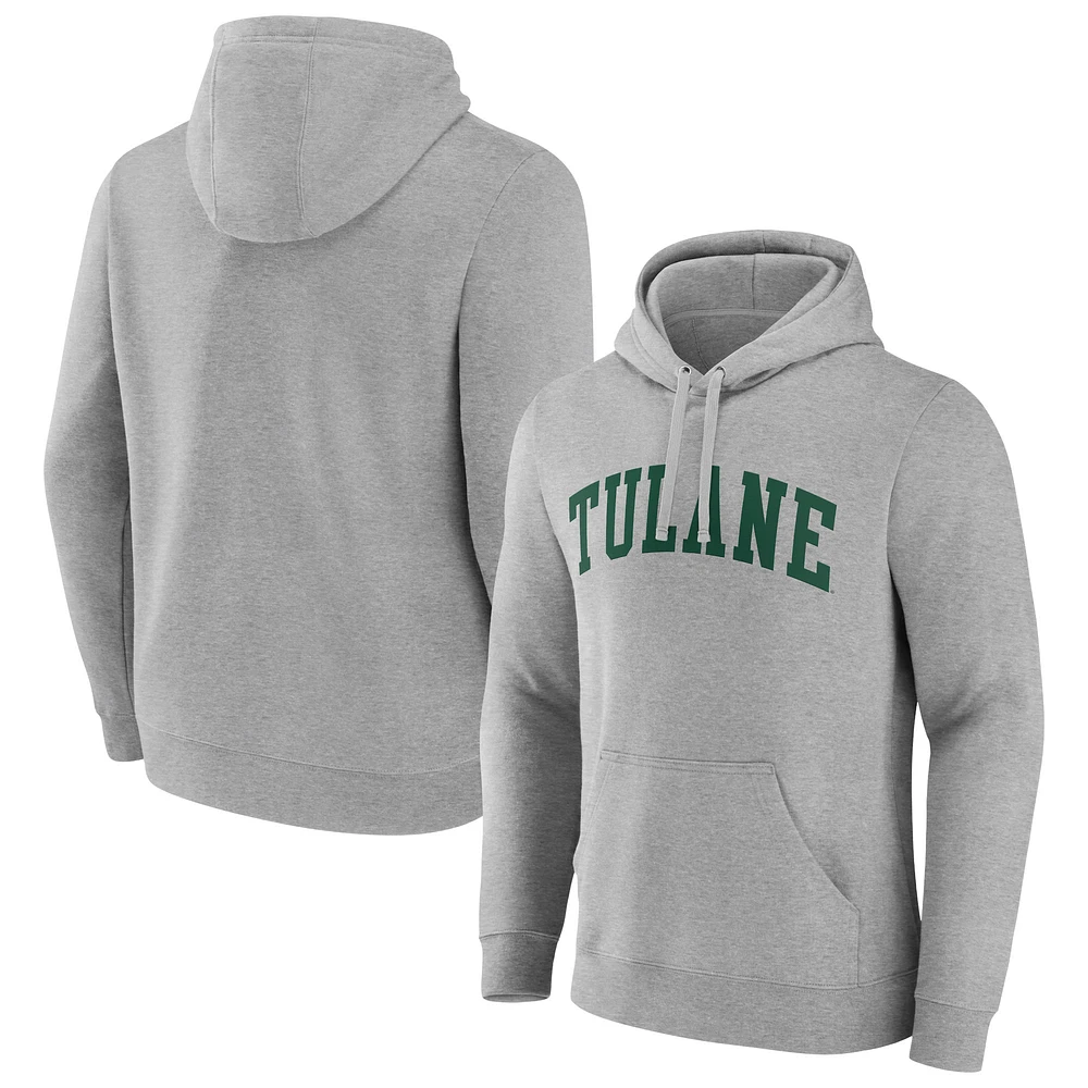 Men's Gray Tulane Green Wave Basic Arch Pullover Hoodie