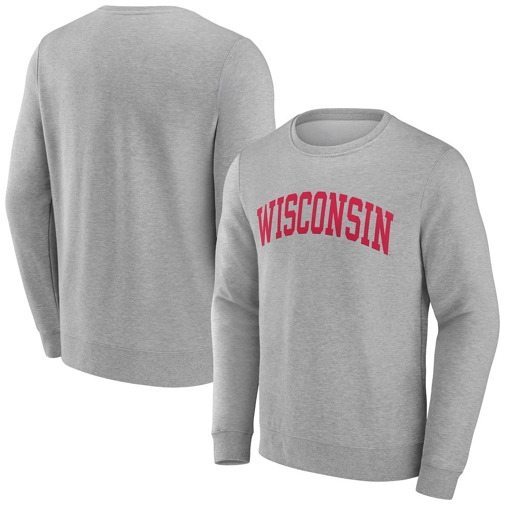 Men's Gray Wisconsin Badgers Basic Arch Sweatshirt