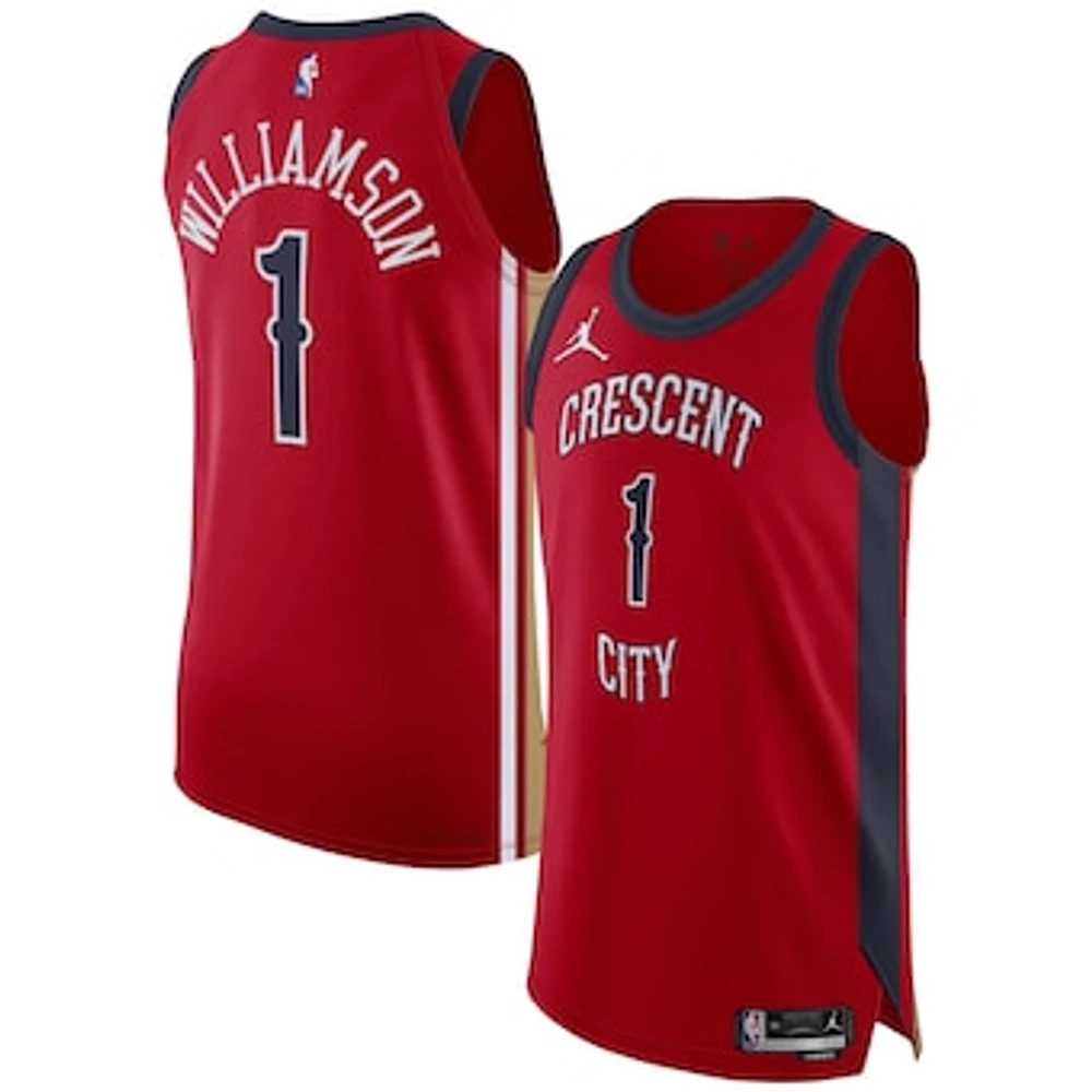 Men's Jordan Brand Zion Williamson Red New Orleans Pelicans Authentic Jersey - Statement Edition