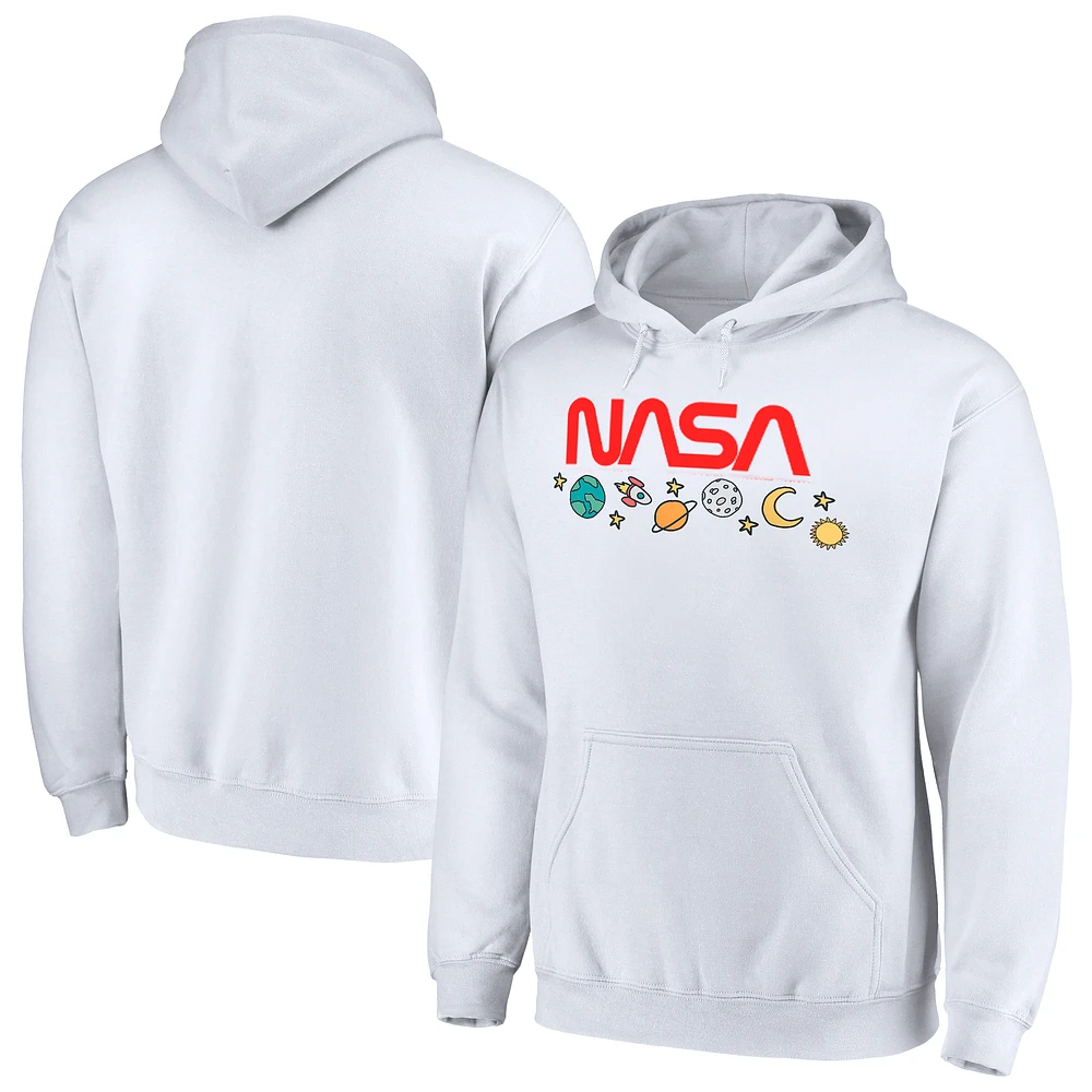 Men's White NASA Drawings Pullover Hoodie