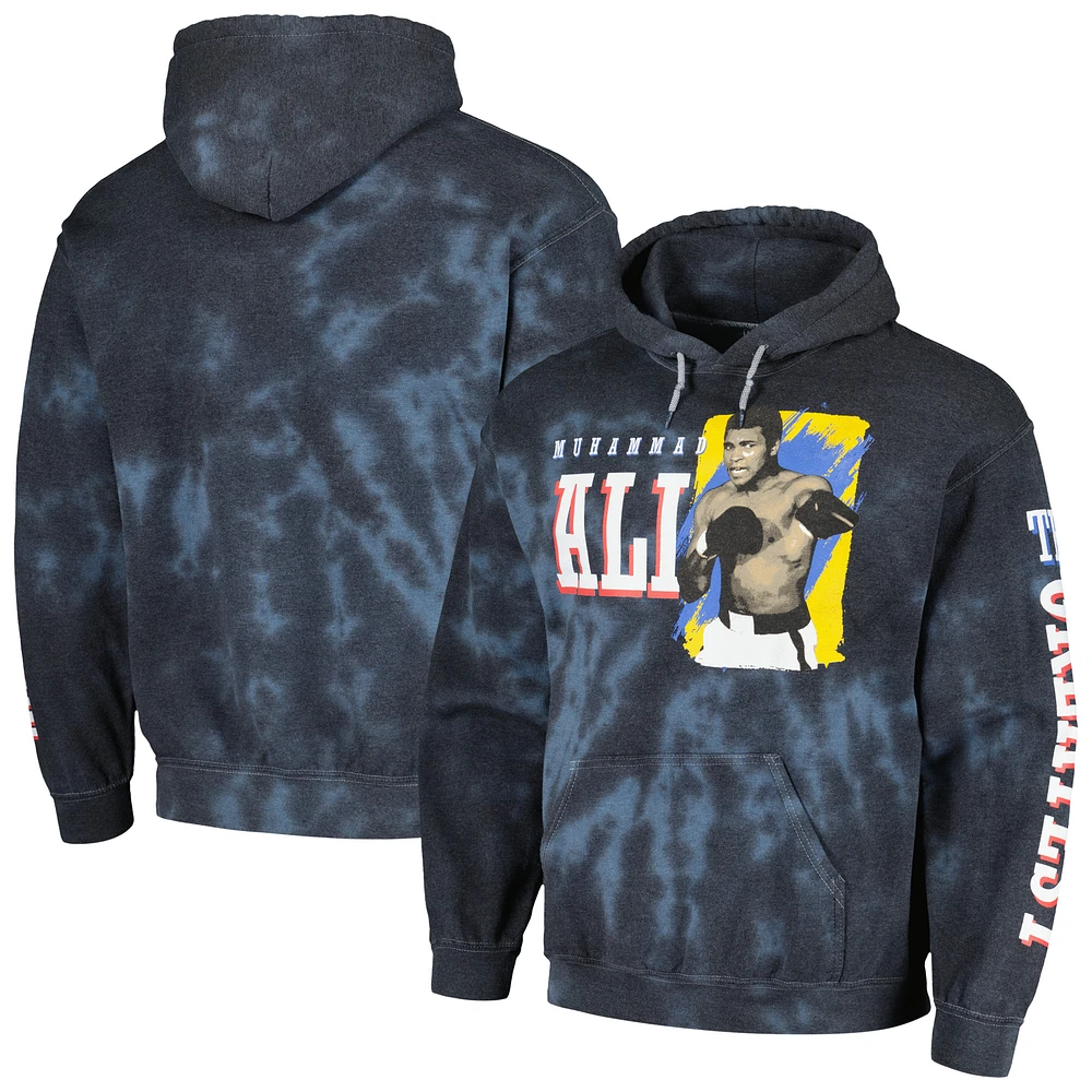 Men's Muhammad Ali Blue Greatest Fighter Washed Pullover Hoodie