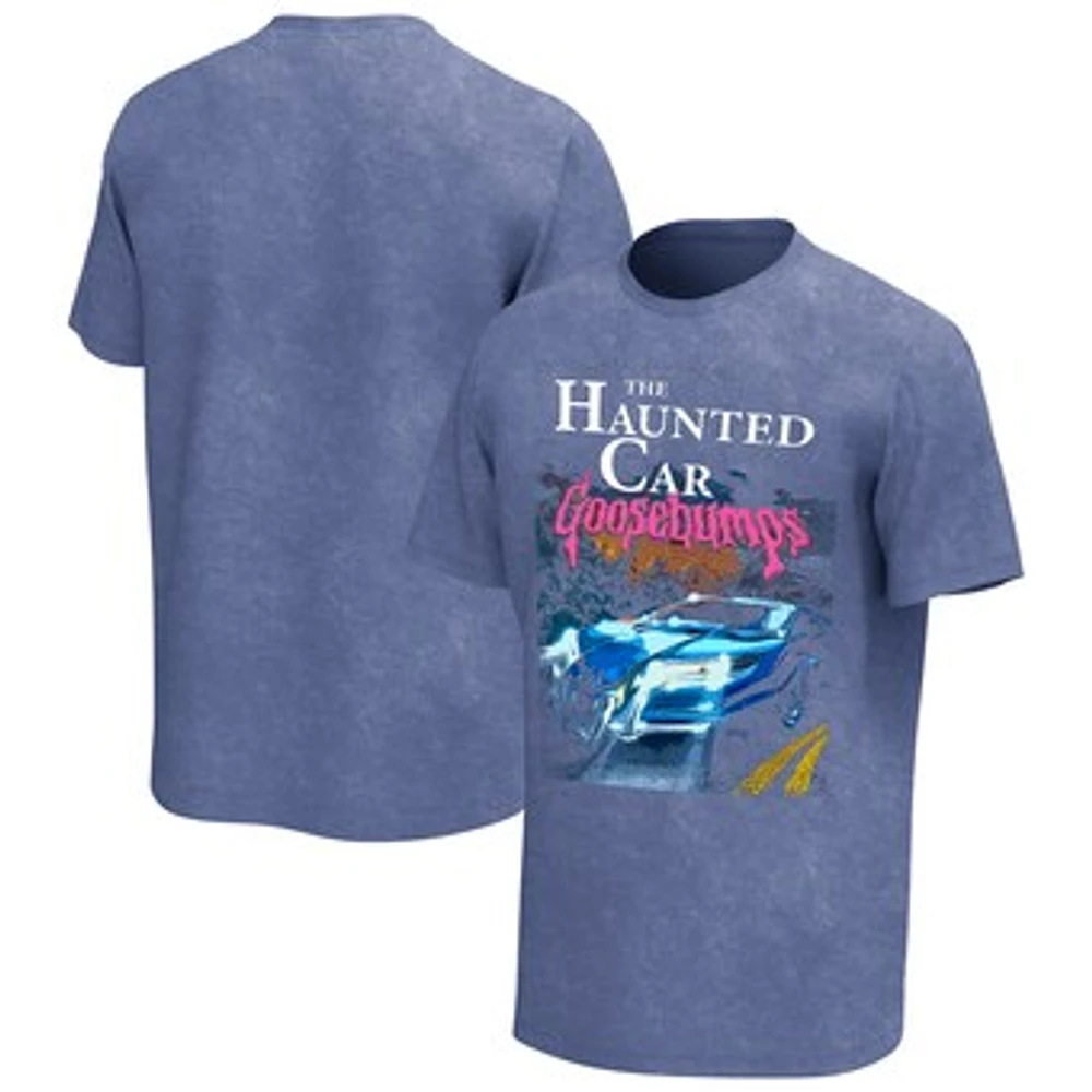 Men's Blue Goosebumps The Haunted Car Washed Graphic T-Shirt