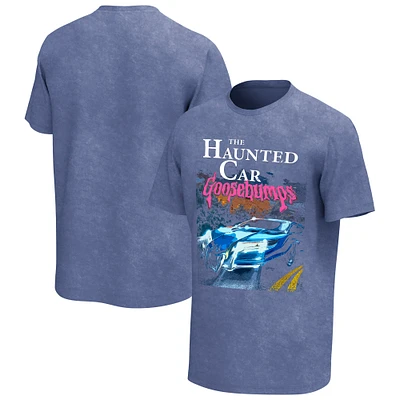 Men's Blue Goosebumps The Haunted Car Washed Graphic T-Shirt
