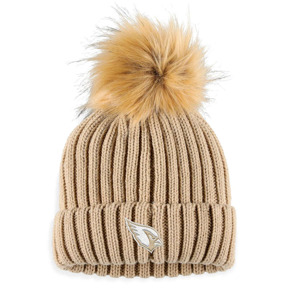 Women's WEAR by Erin Andrews Natural Arizona Cardinals Neutral Cuffed Knit Hat with Pom