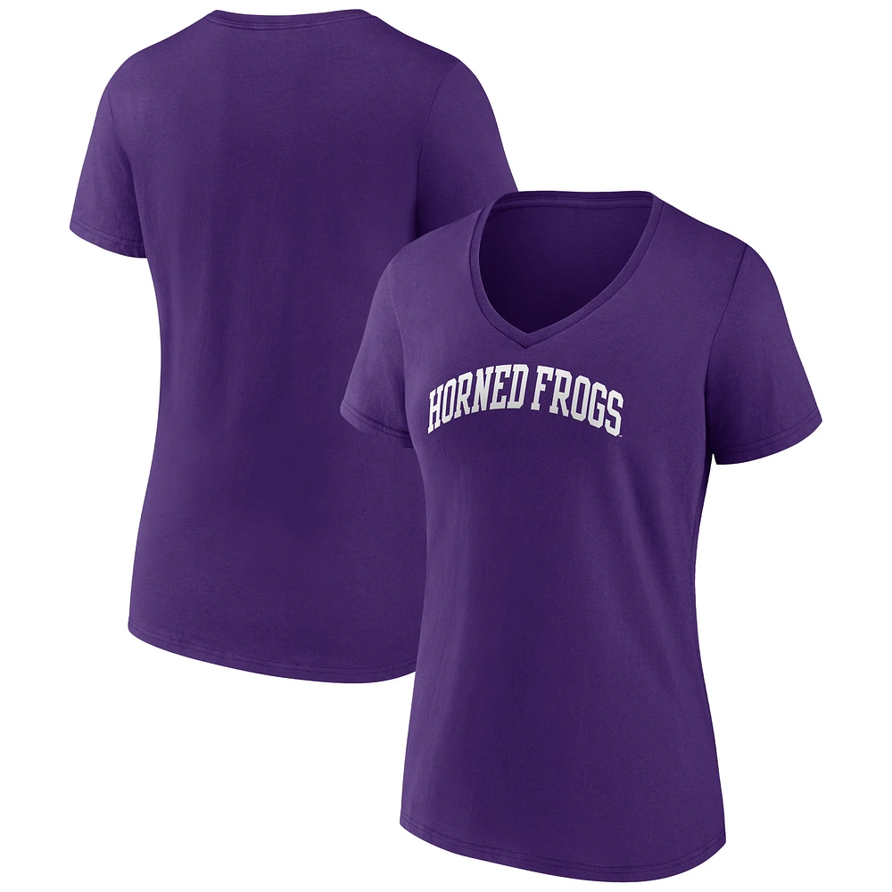 Women's Purple TCU Horned Frogs Basic Arch V-Neck T-Shirt