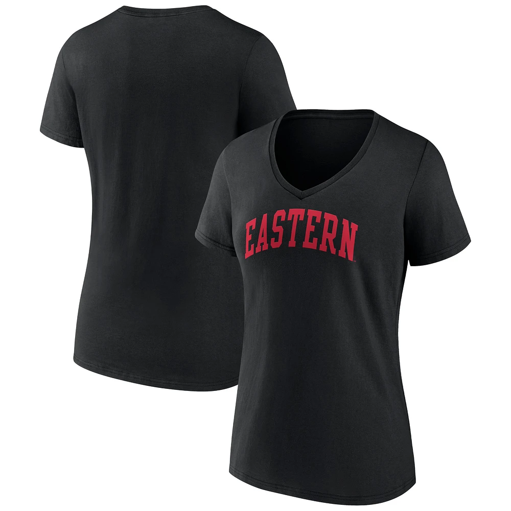 Women's Black Eastern Washington Eagles Basic Arch V-Neck T-Shirt