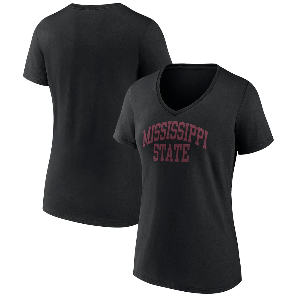Women's Black Mississippi State Bulldogs Basic Arch V-Neck T-Shirt