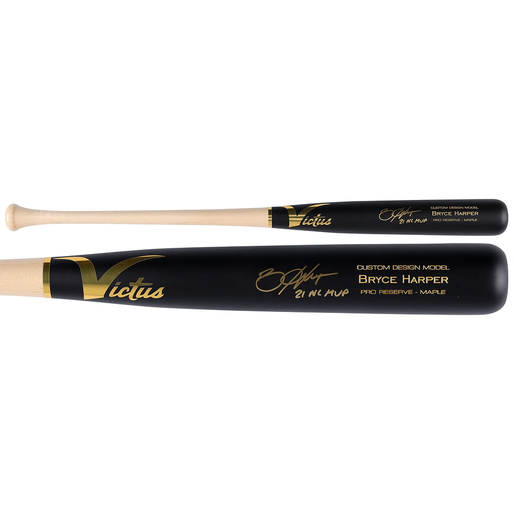 Bryce Harper Philadelphia Phillies Autographed Black Victus Game Model Bat with "21 NL MVP" Inscription