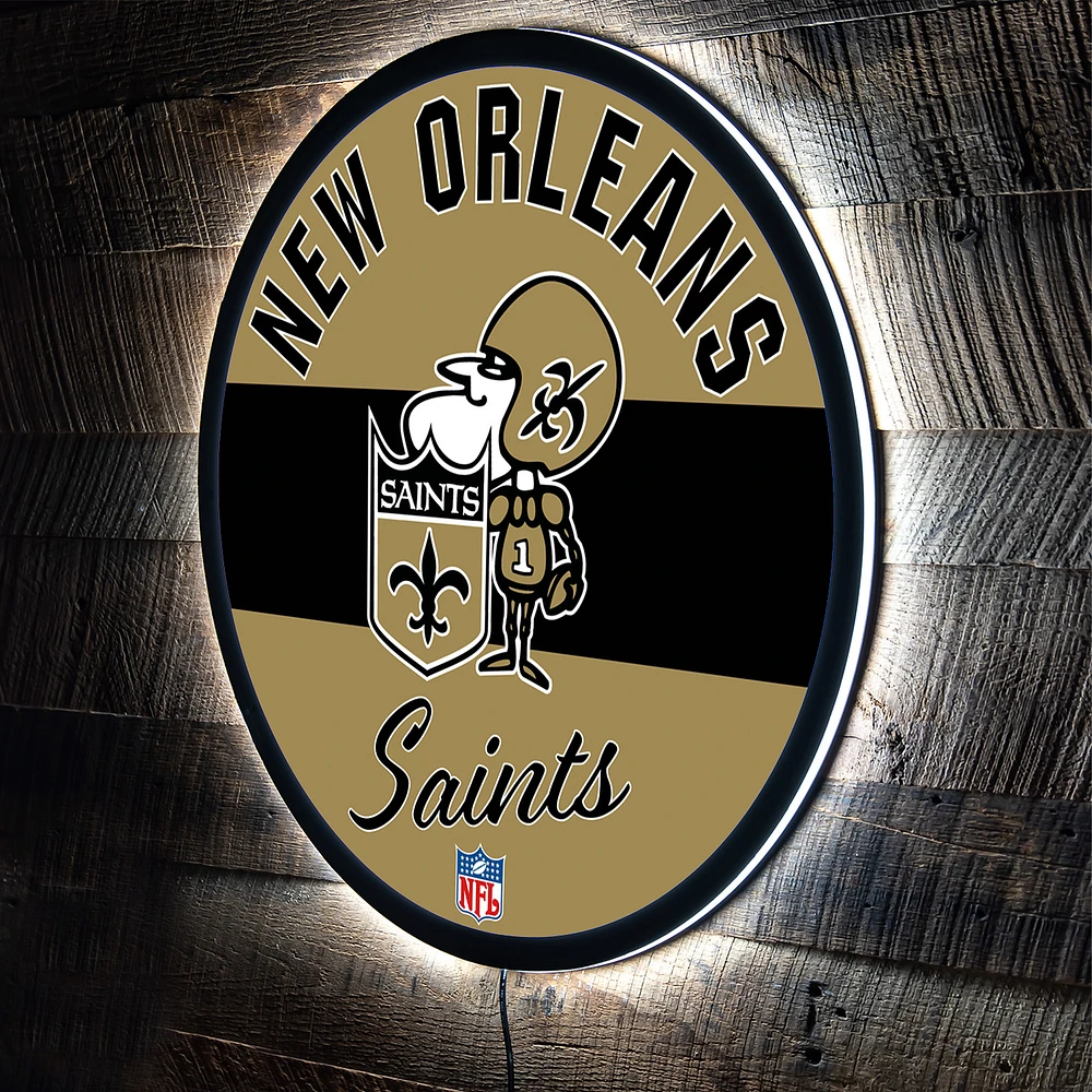 New Orleans Saints 23" LED Retro Logo Round Wall Sign