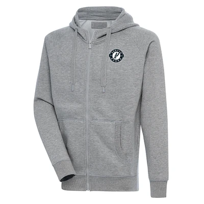 Men's Antigua Heather Gray Austin Spurs Victory Full-Zip Hoodie