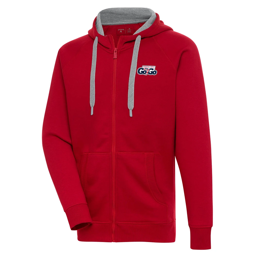 Men's Antigua Red Capital City Go-Go Victory Full-Zip Hoodie