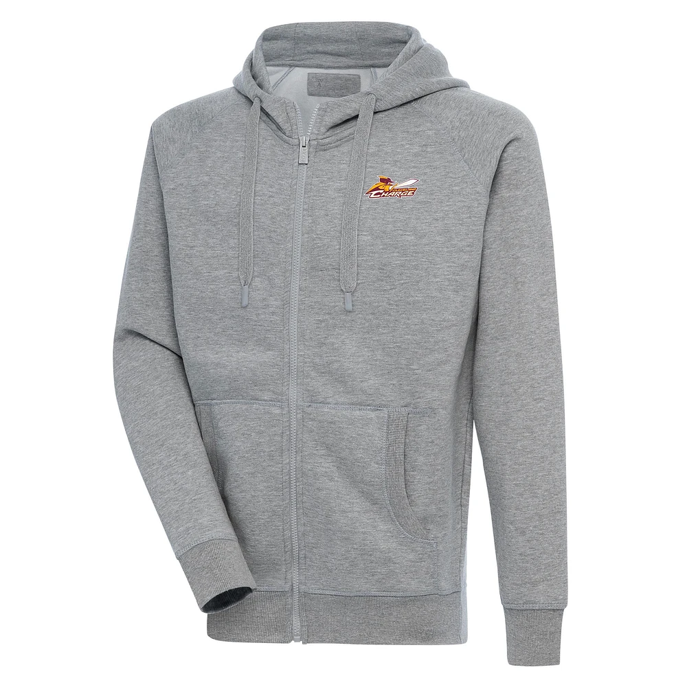 Men's Antigua Heather Gray Cleveland Charge Victory Full-Zip Hoodie