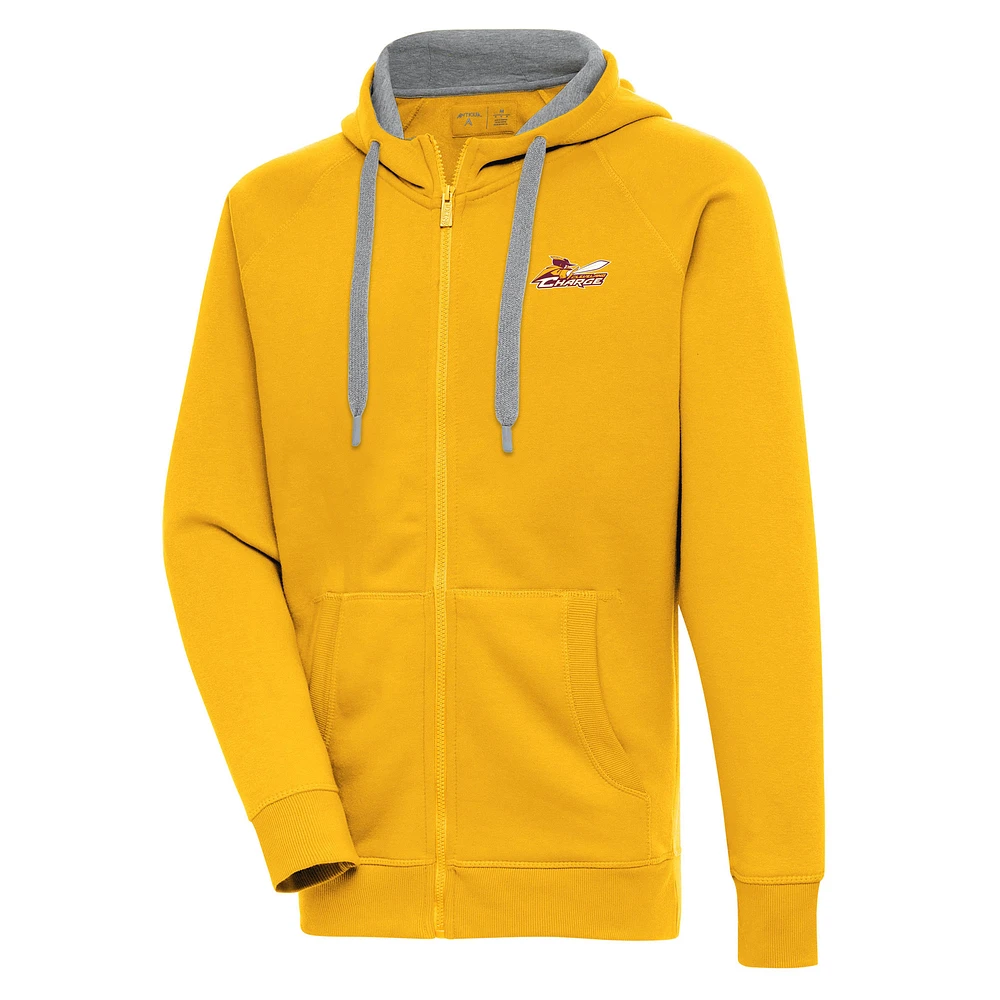 Men's Antigua Gold Cleveland Charge Victory Full-Zip Hoodie