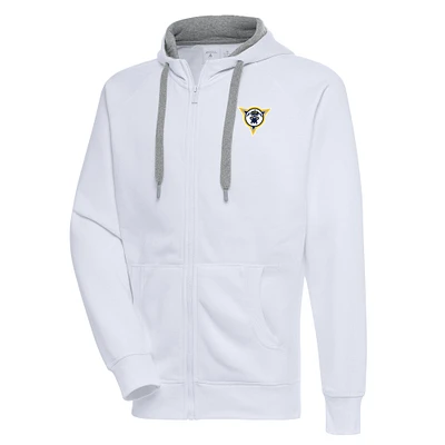 Men's Antigua White Fort Wayne Mad Ants Victory Full-Zip Hoodie
