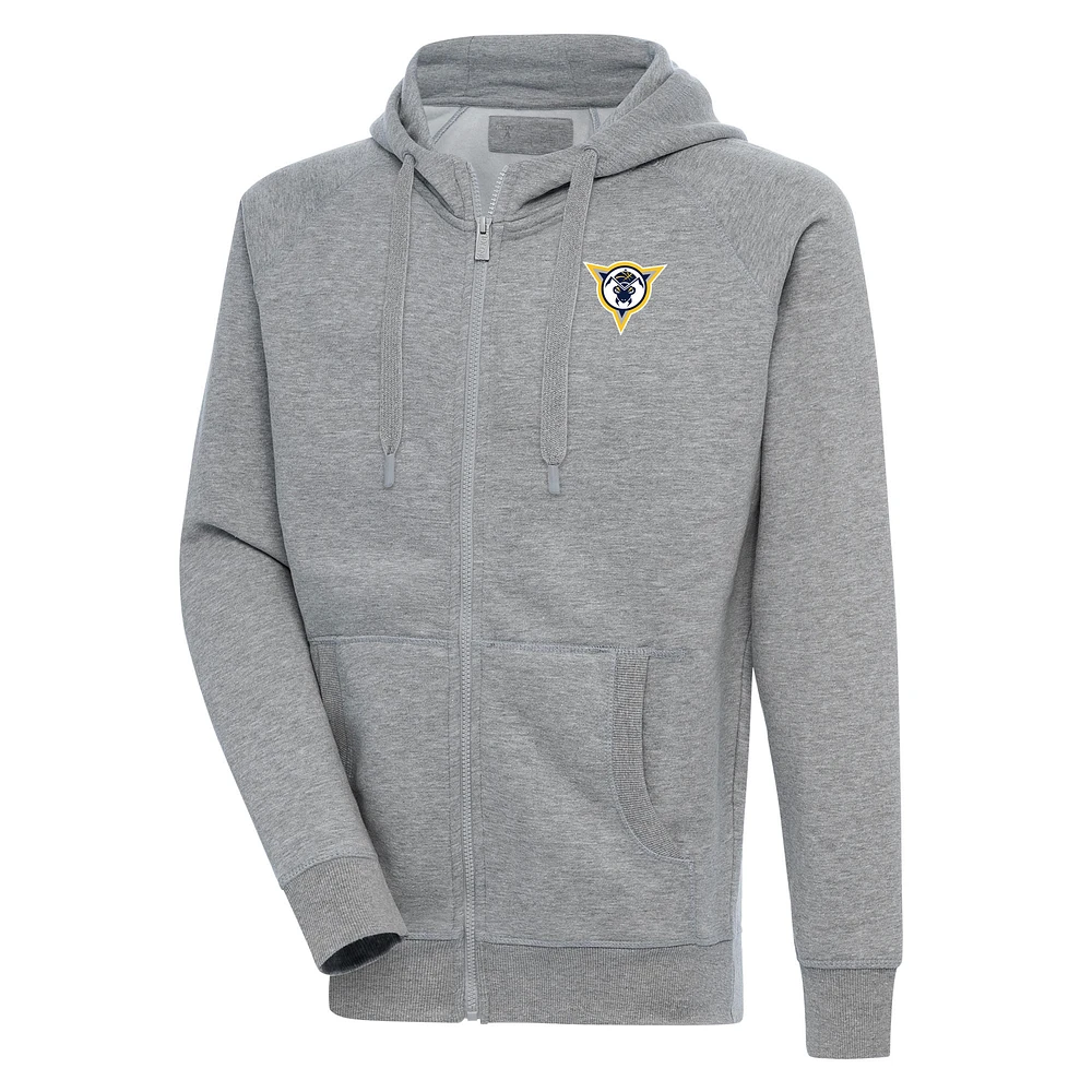 Men's Antigua Heather Gray Fort Wayne Mad Ants Victory Full-Zip Hoodie