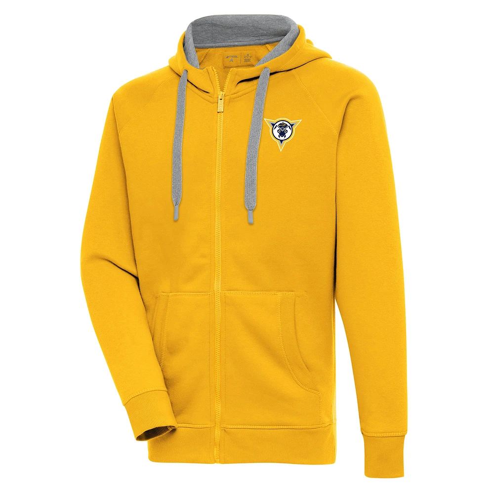 Men's Antigua Gold Fort Wayne Mad Ants Victory Full-Zip Hoodie