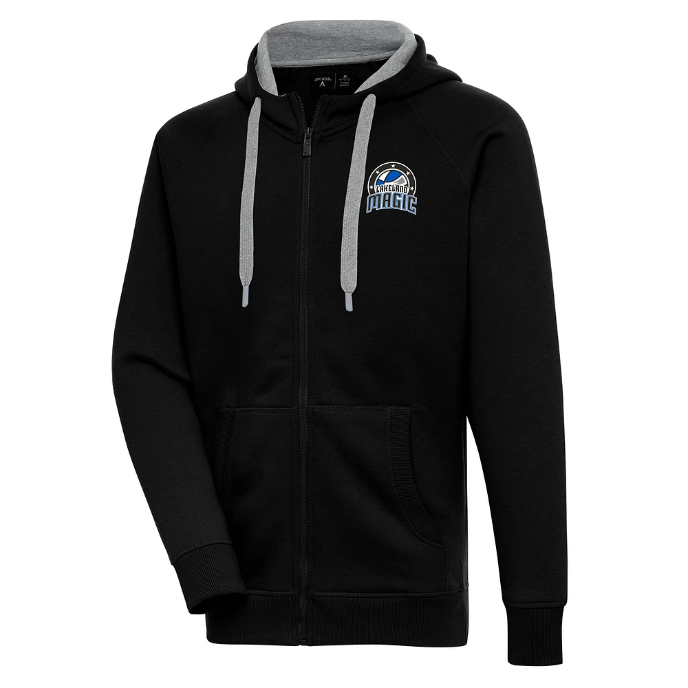 Men's Antigua Black Lakeland Magic Victory Full-Zip Hoodie