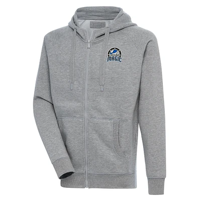 Men's Antigua  Heather Gray Lakeland Magic Victory Full-Zip Hoodie